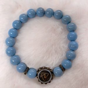 Light Blue Marble Effect Bracelet w/ Bronze Charm